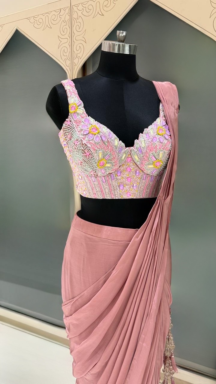 EH Rose Whisper 14 | Dusty Pink Ready-to-Wear Saree