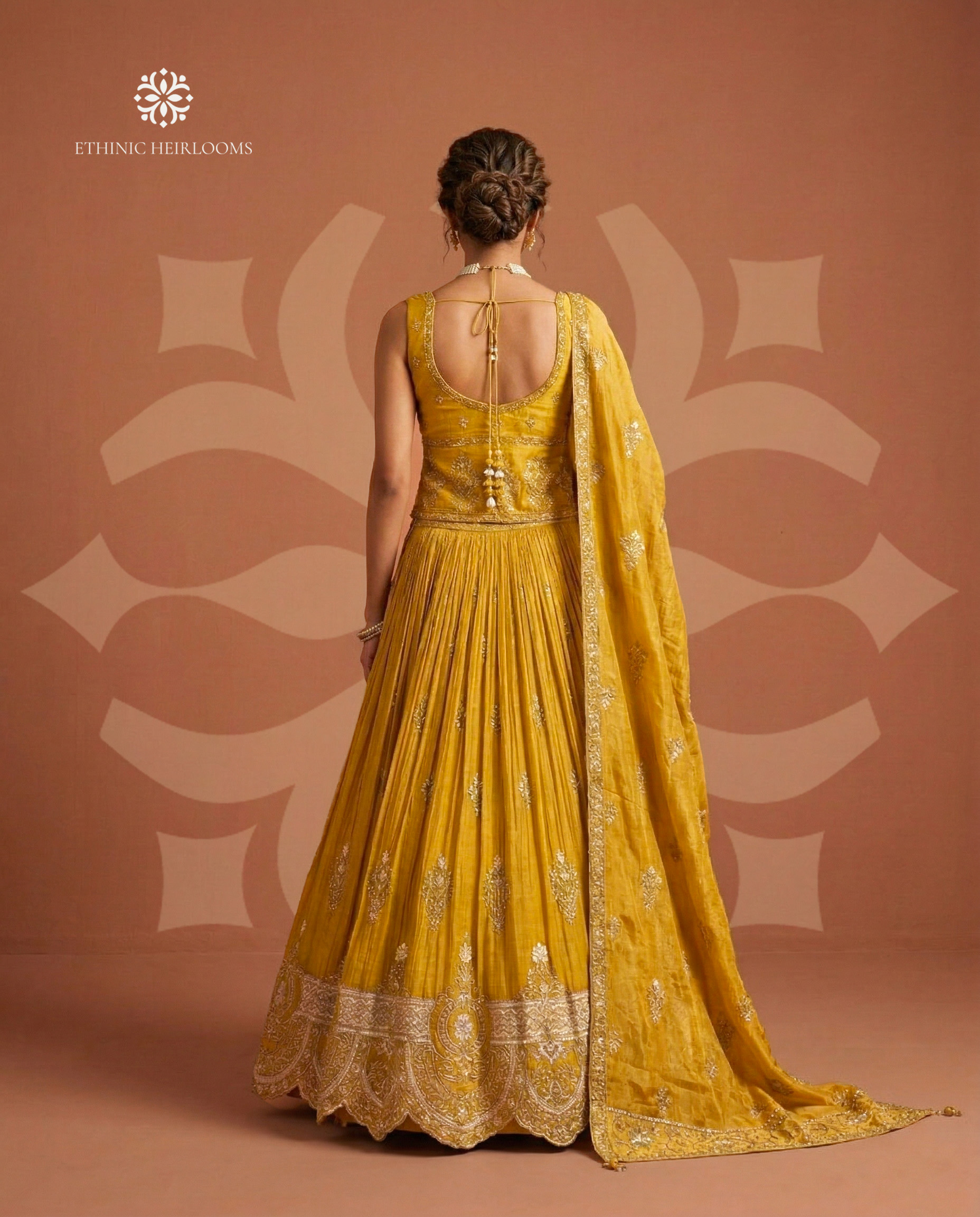 EH Marigold Royale 04 mustard yellow embroidered lehenga with dupatta